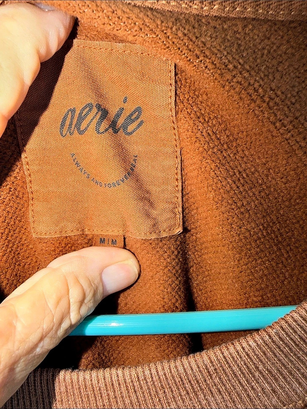 Aerie Brown Textured Sweatshirt - Picture 3 of 9